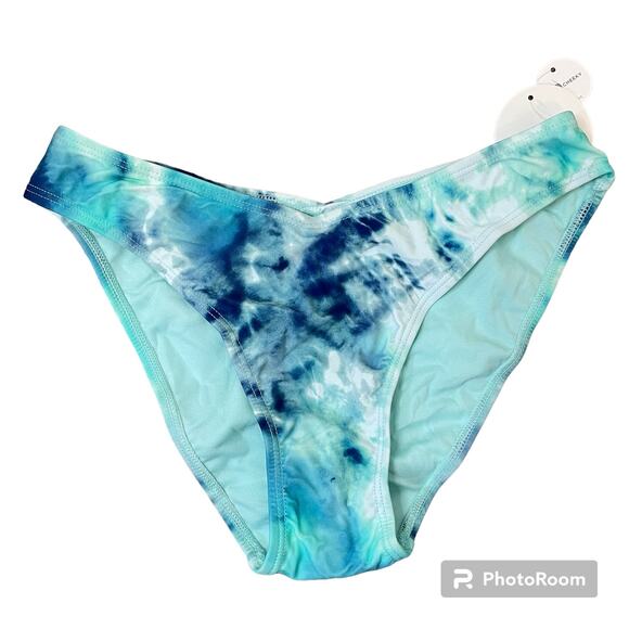 Decree Tie Dye Cheeky Bikini Swimsuit Bottom Size S NEW Blue - Picture 2 of 6